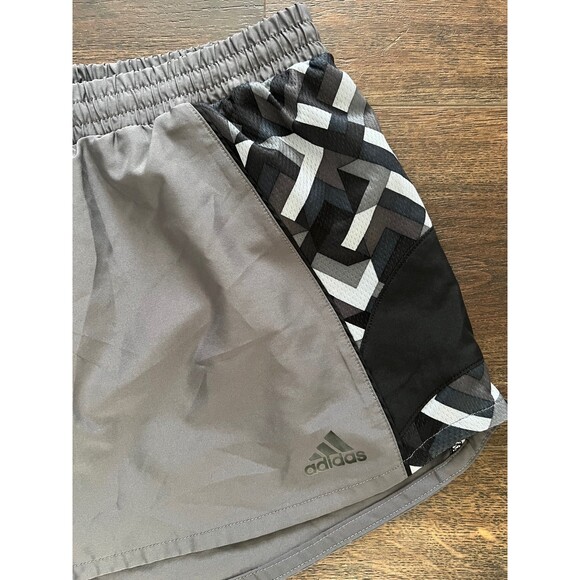 Adidas Women's Running Workout Grey Black White Lined Shorts Size Small - Picture 2 of 5